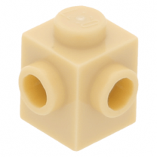 LEGO kocka 1x1 két egymás melletti oldalán egy-egy bütyökkel, sárgásbarna (26604)